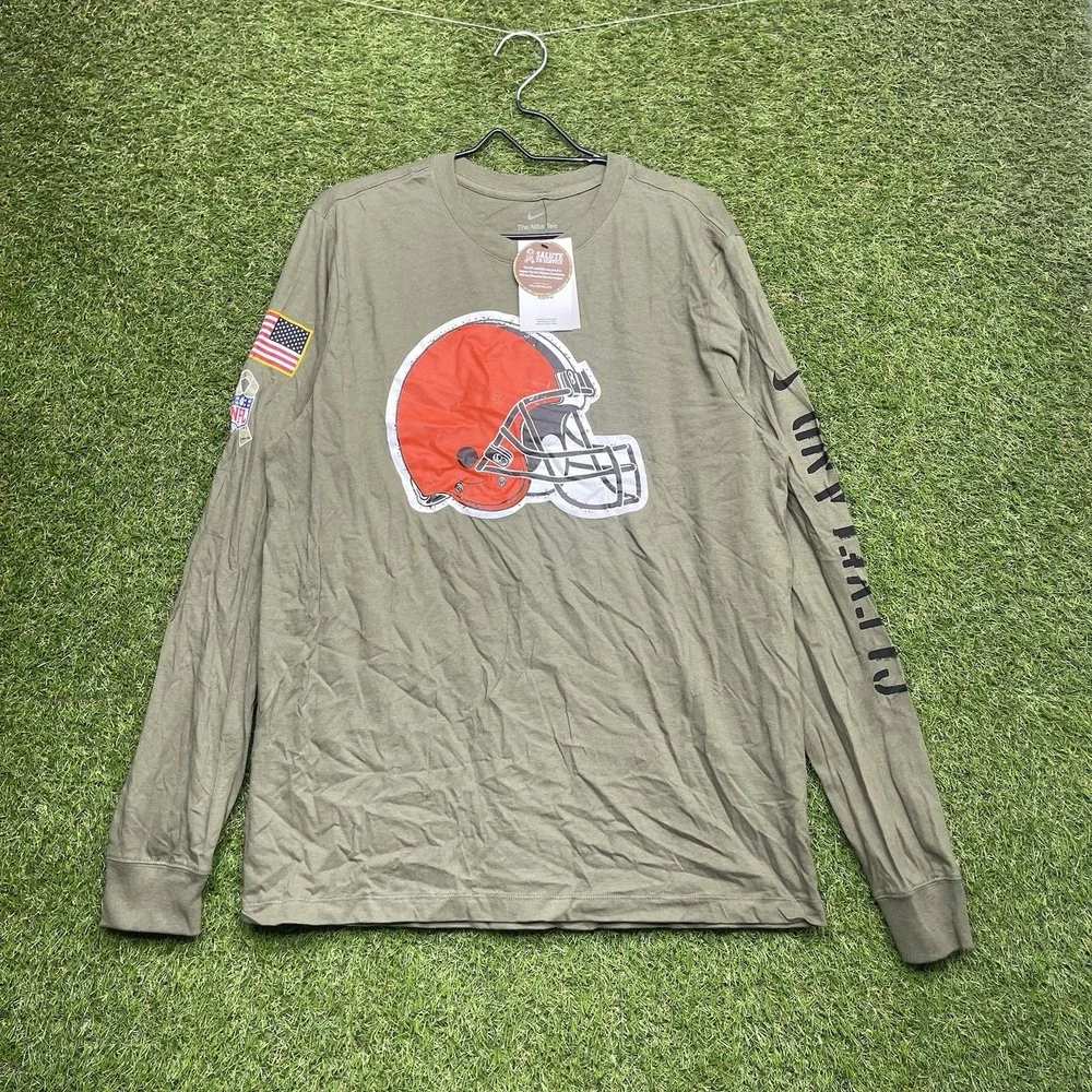 Nike Salute To Service Cleveland Browns Shirt Mens Large Lightweight Flag NWT